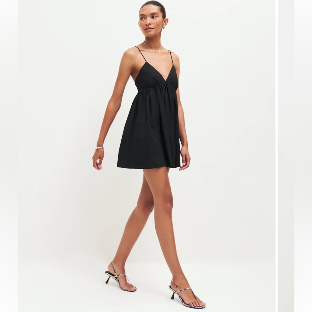Reformation Black Amara Mini Dress with Spaghetti Straps Medium